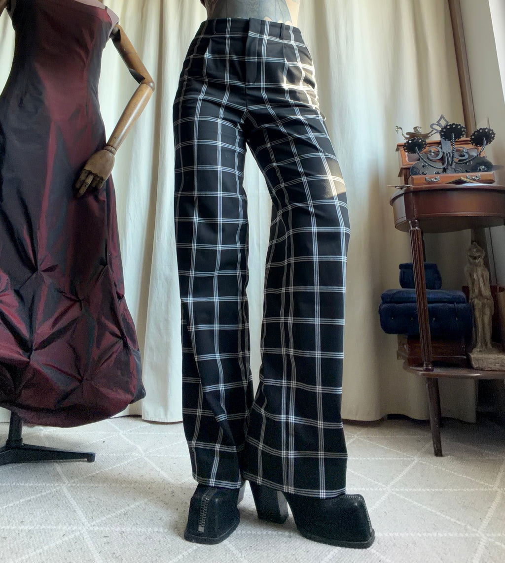 Pantalon taille haute à carreaux style office siren punk - taille S