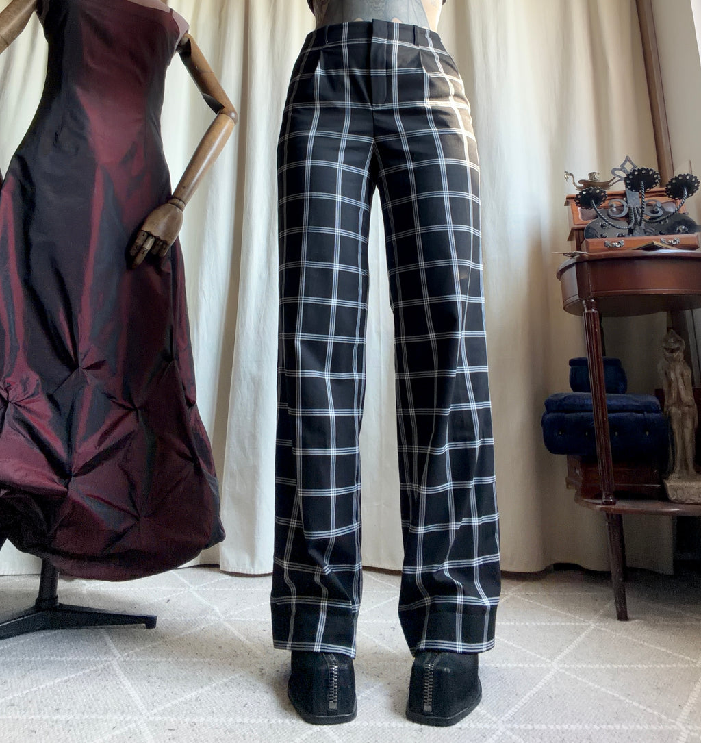 Pantalon taille haute à carreaux style office siren punk - taille S