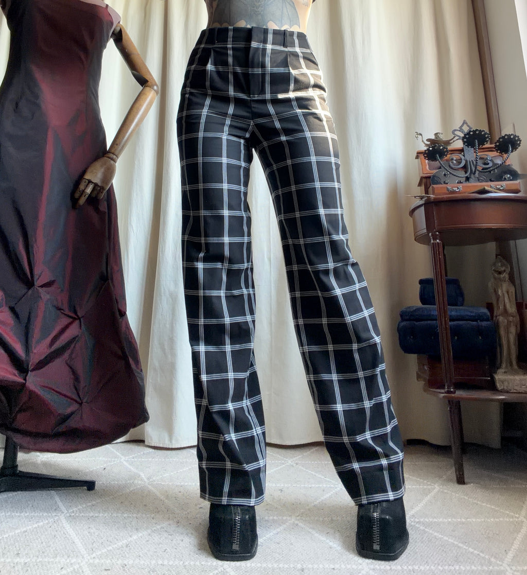 Pantalon taille haute à carreaux style office siren punk - taille S
