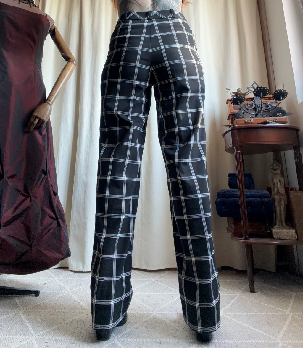Pantalon taille haute à carreaux style office siren punk - taille S