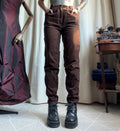 Pantalon marron en velours côtelé taille haute style dark academia grunge 90s - taille XS/S