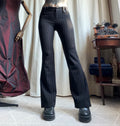 Pantalon noir flare taille basse à rayures style corporate goth office siren - taille XS