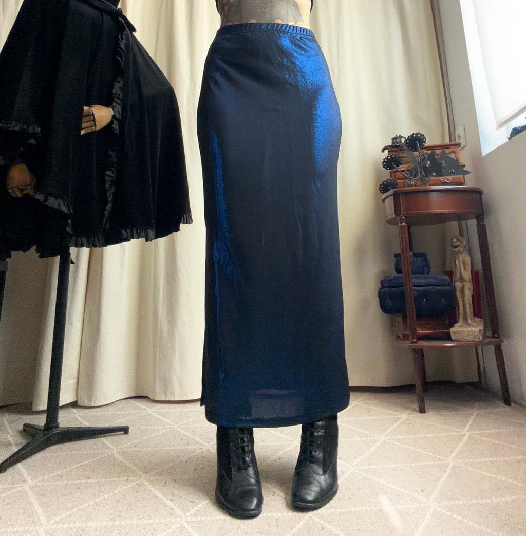 Jupe longue bleu nuit à fente made in France – taille S/M