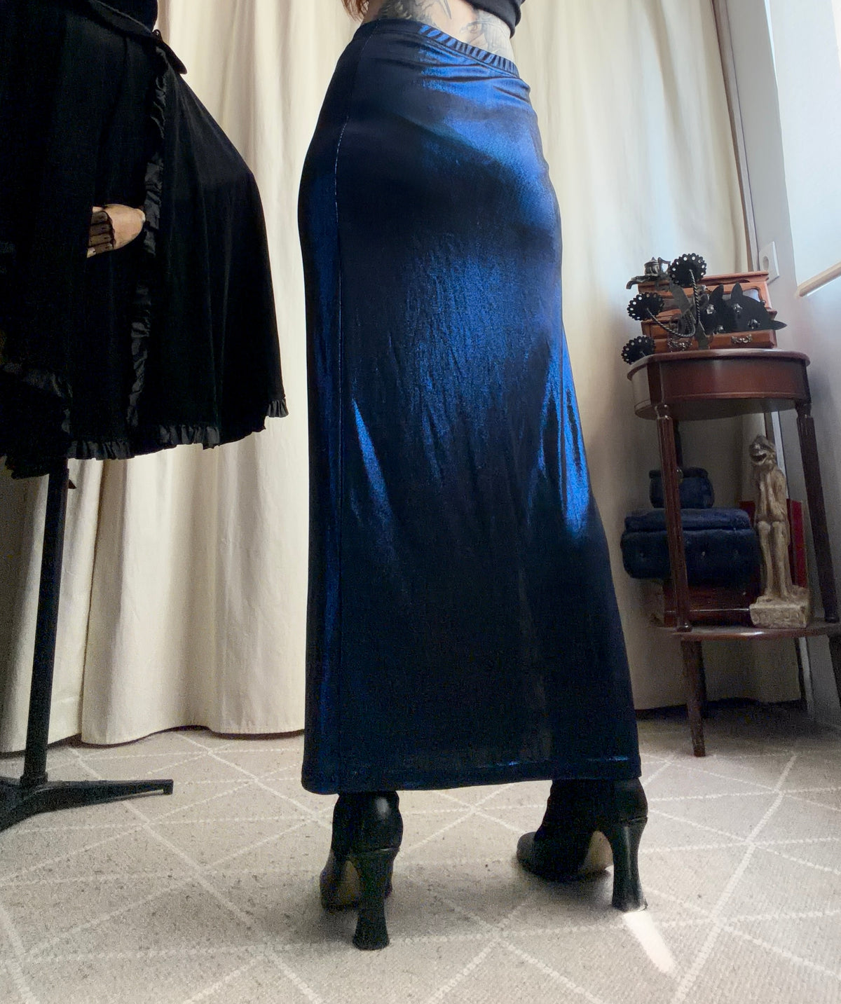 Jupe longue bleu nuit à fente made in France – taille S/M