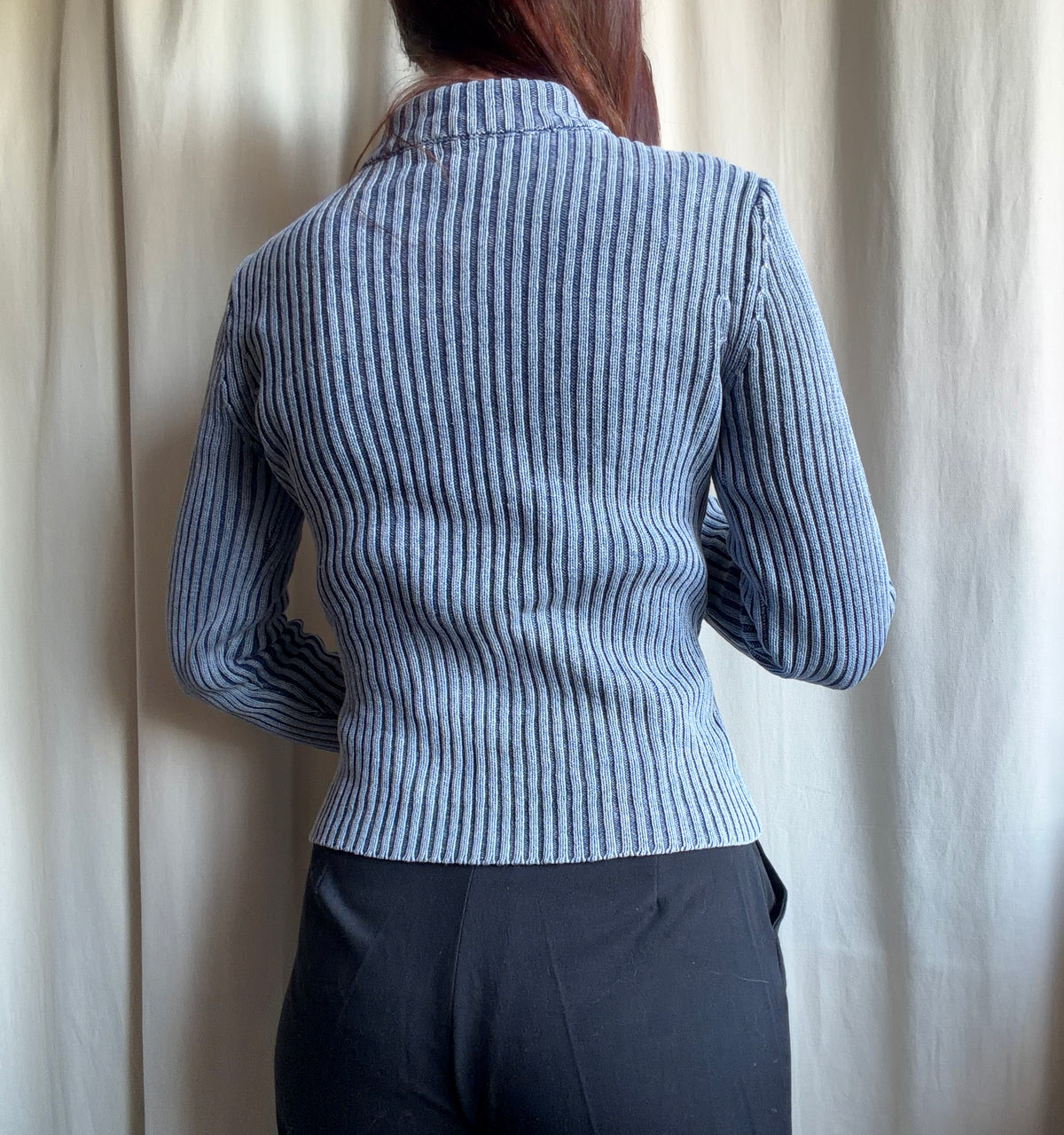 Veste zippée denim et maille côtelée style mall goth cyber y2k - taille M/L