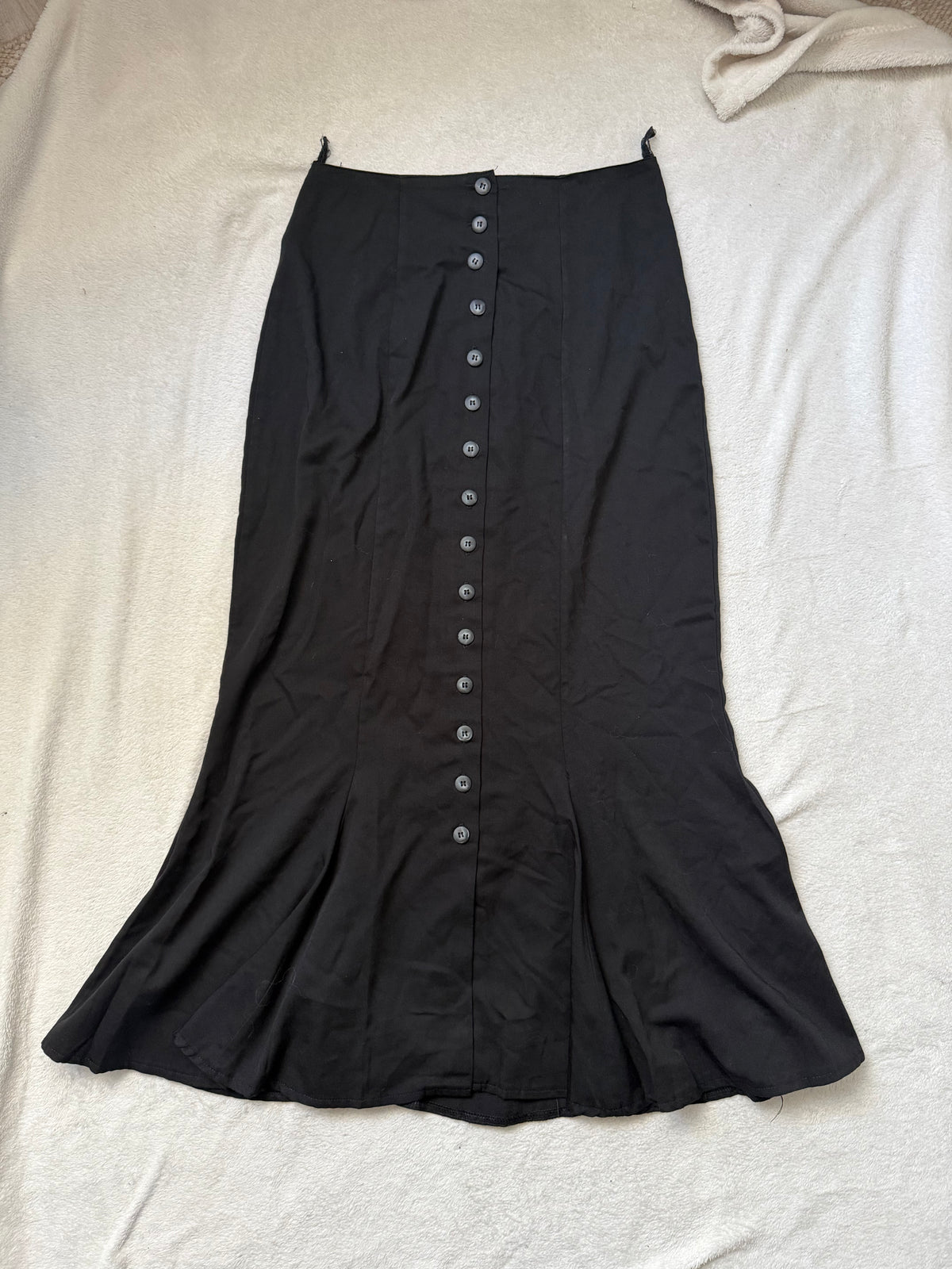 Jupe longue noire boutonnée coupe sirène - gothique victorien vampire 90s - taille S