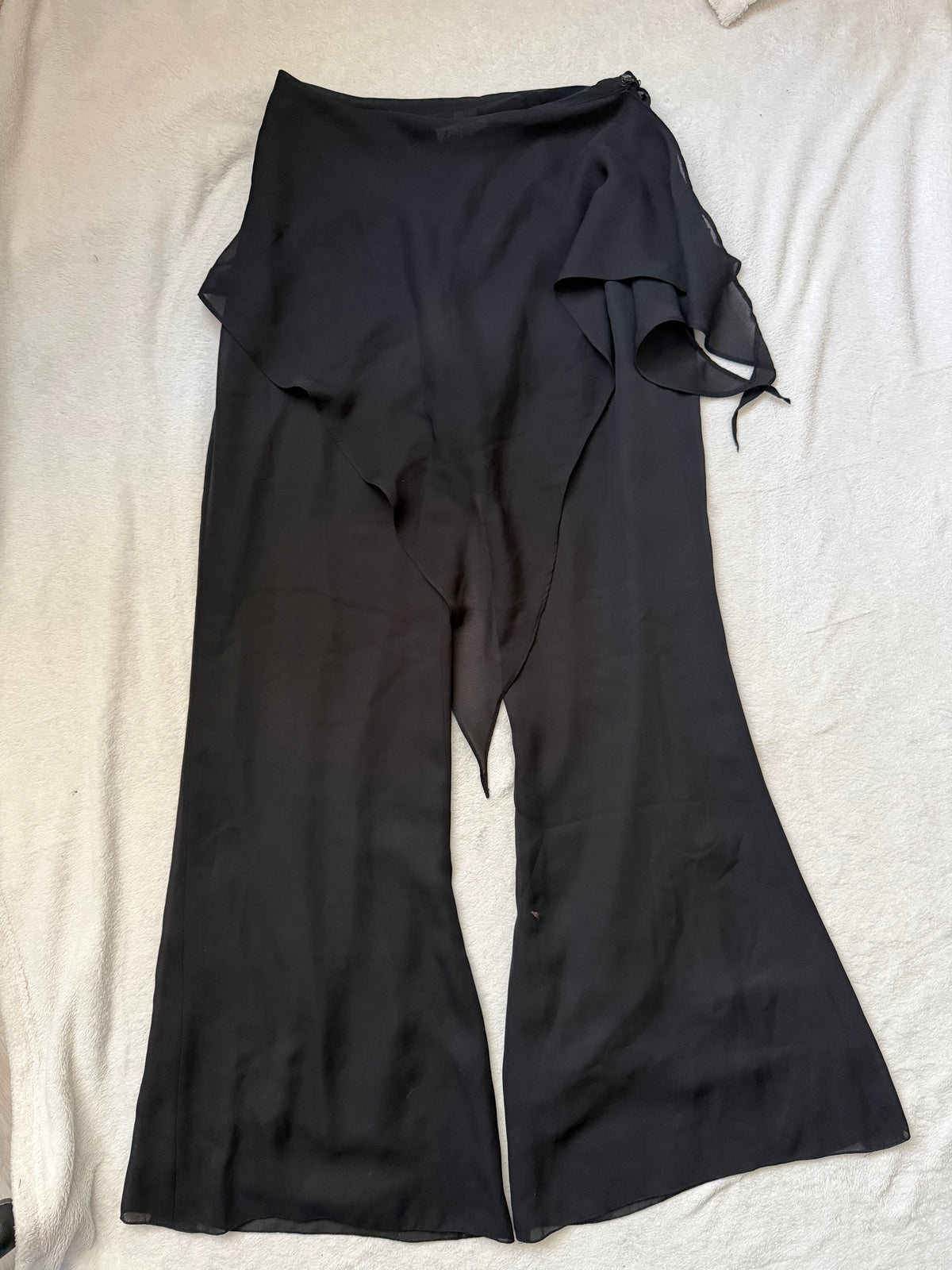 Pantalon noir jambes larges avec jupe intégrée goth avant-garde - taille S