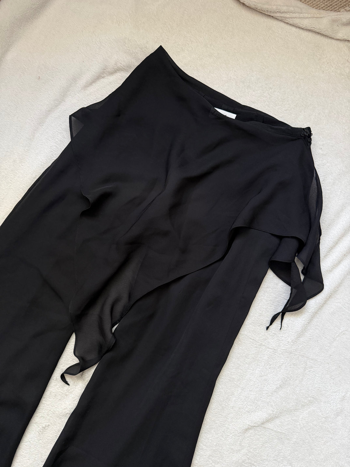 Pantalon noir jambes larges avec jupe intégrée goth avant-garde - taille S