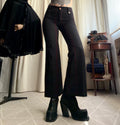Pantalon noir flare à fines rayures rouges – Taille S