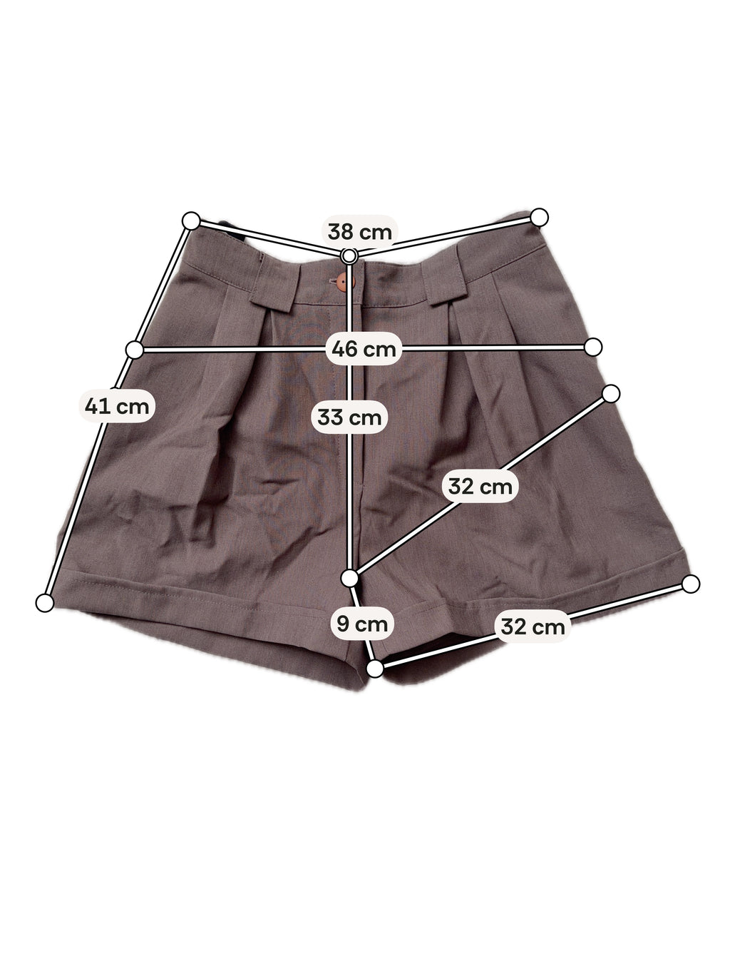 Short gris/taupe taille haute à pinces style 90s dark academia - taille M