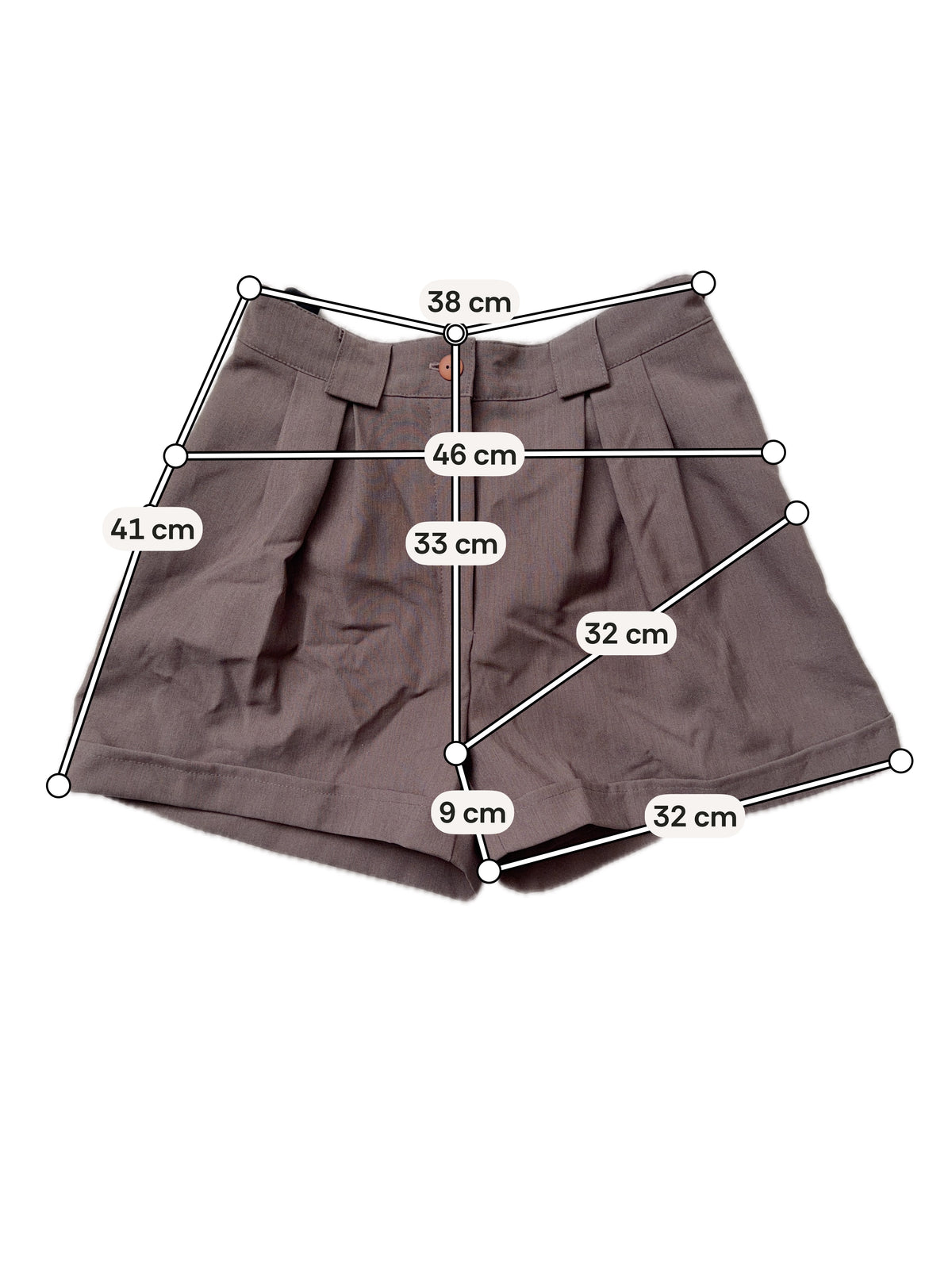 Short gris/taupe taille haute à pinces style 90s dark academia - taille M