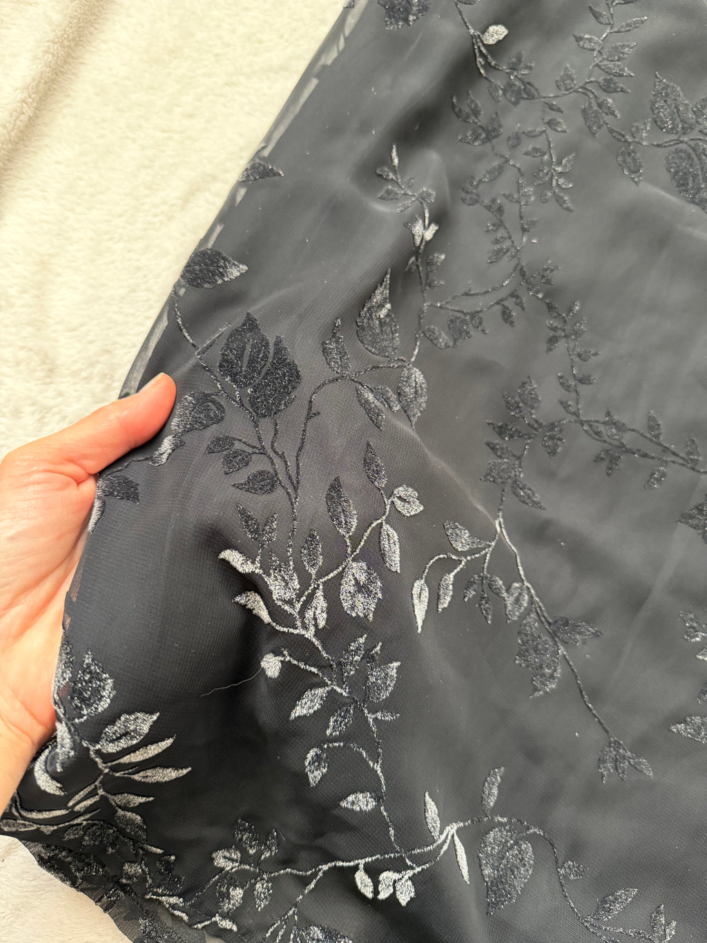 Jupe longue noire & mesh velours dévoré floral style romantic goth whimsigoth 90s - taille S