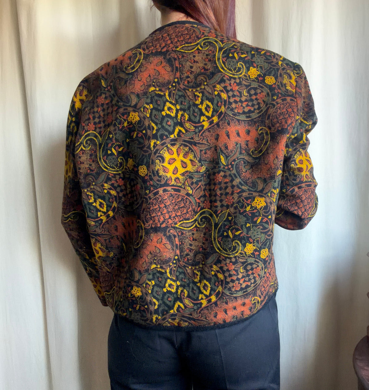 Veste vintage motif paisley baroque style whimsigoth tapestry 90s - taille M/L