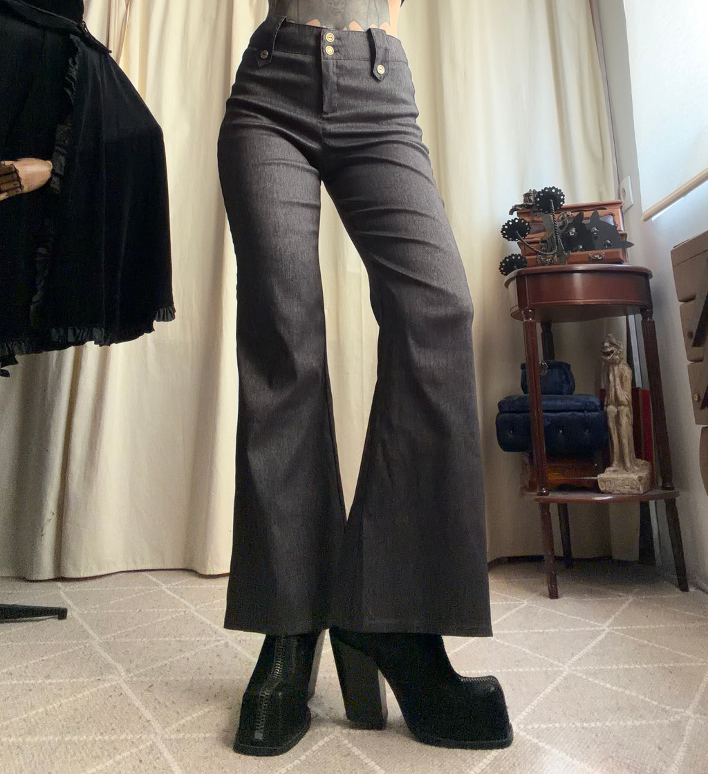 Pantalon gris anthracite taille haute jambes larges – taille S/M