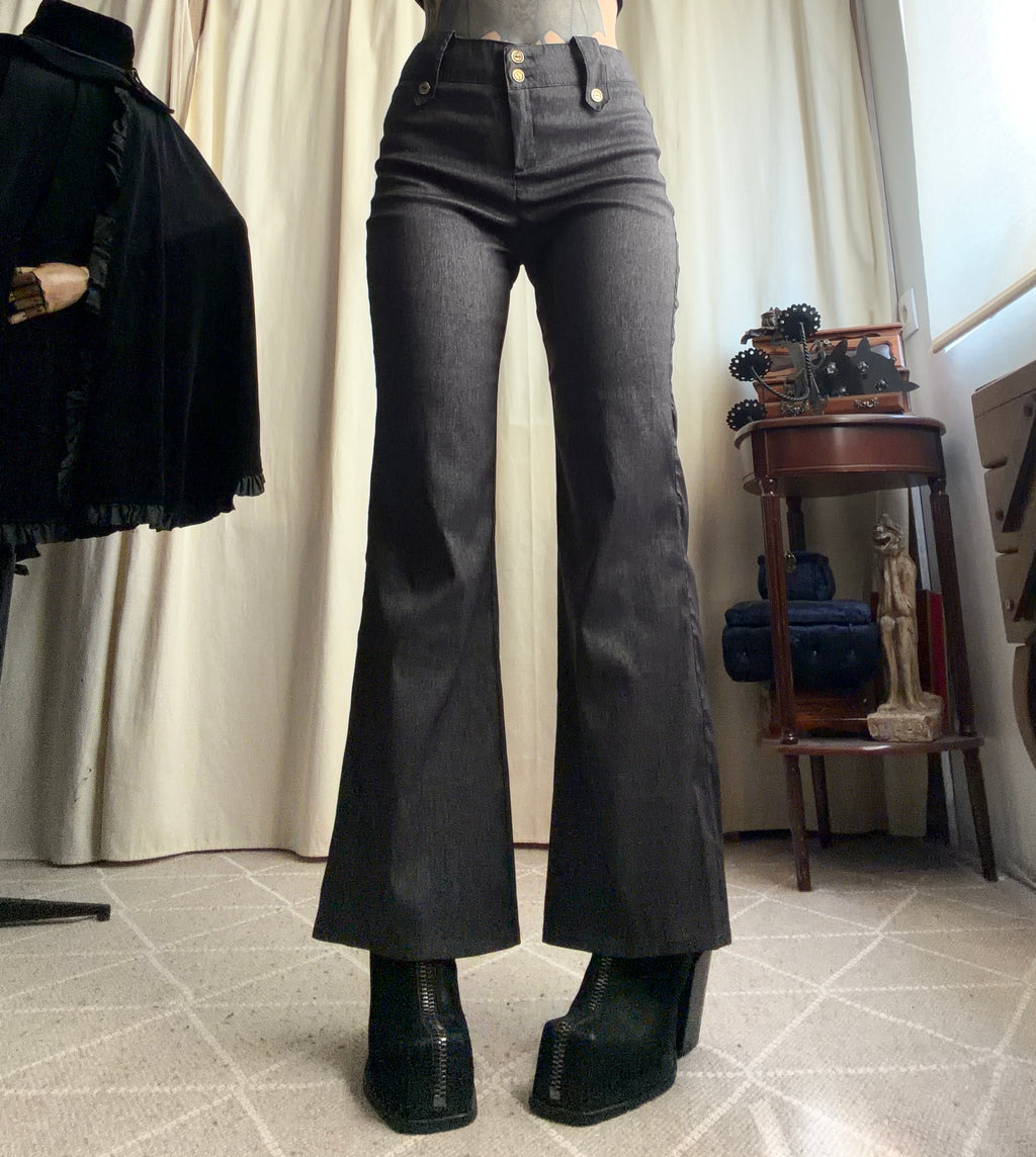 Pantalon gris anthracite taille haute jambes larges – taille S/M