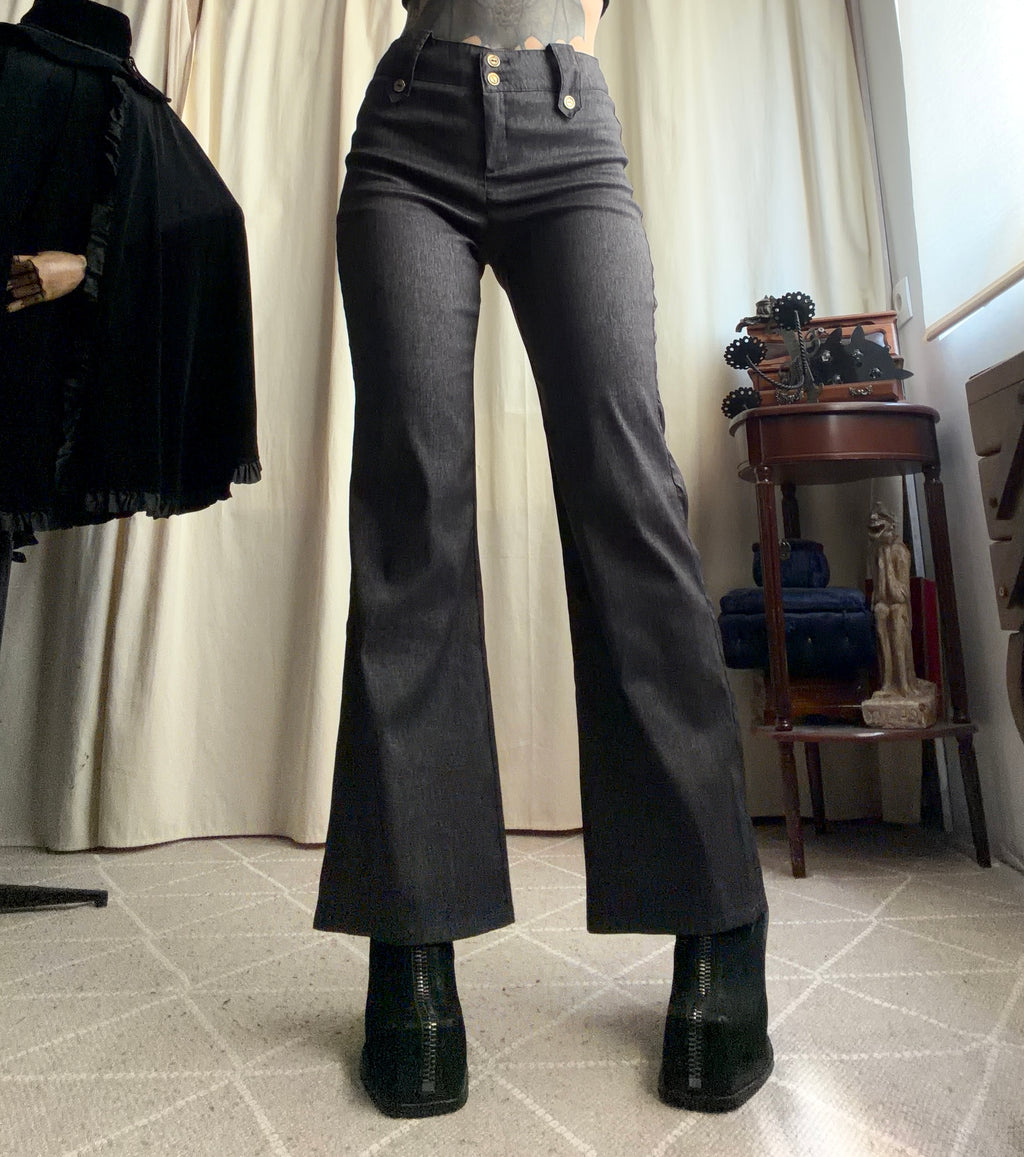 Pantalon gris anthracite taille haute jambes larges – taille S/M