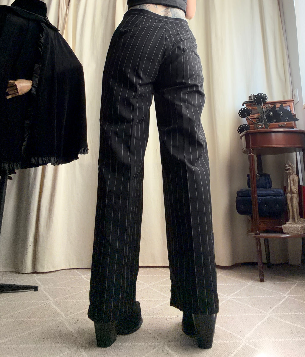 Pantalon noir pinstripe coupe droite – taille M