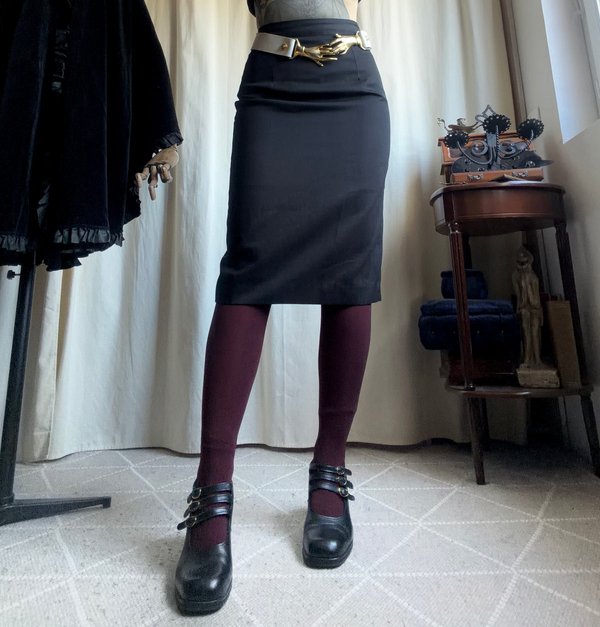 Jupe crayon noire taille haute style corporate goth office siren - taille S