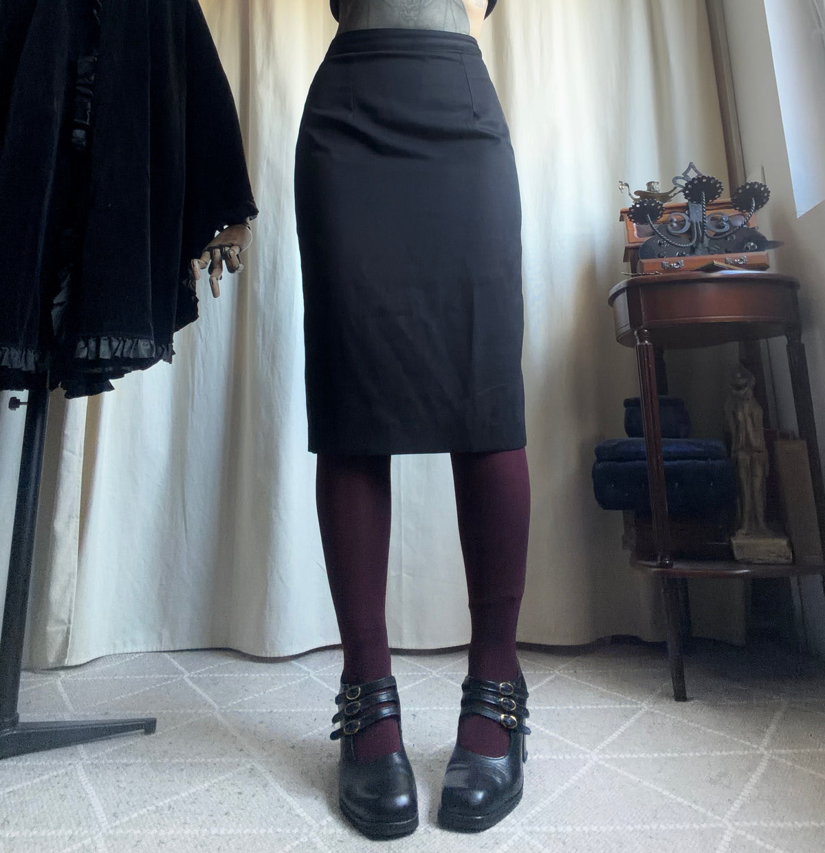 Jupe crayon noire taille haute style corporate goth office siren - taille S