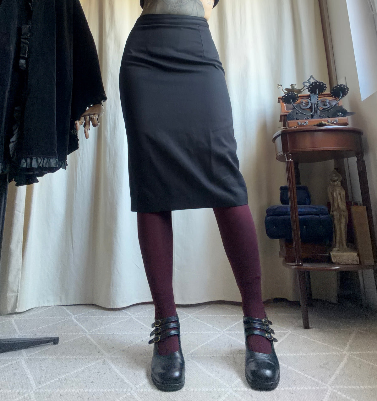 Jupe crayon noire taille haute style corporate goth office siren - taille S