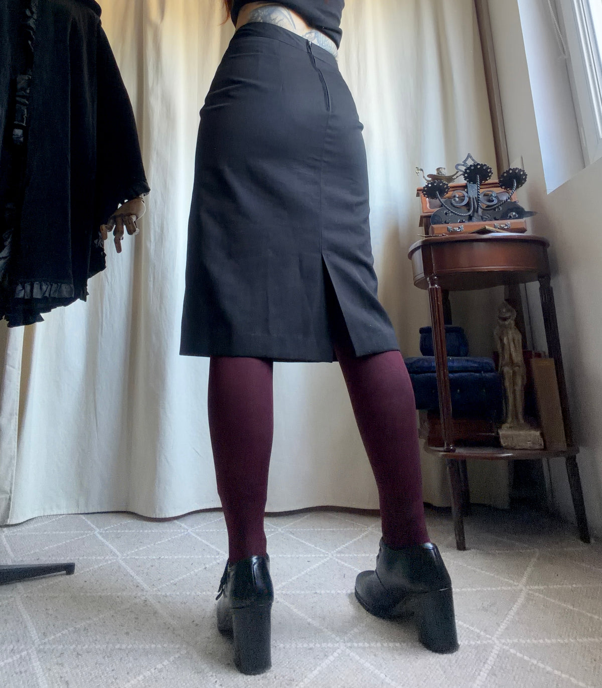 Jupe crayon noire taille haute style corporate goth office siren - taille S