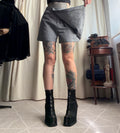 Short-jupe gris taille haute pan portefeuille asymétrique – taille M
