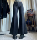 Pantalon noir à fines rayures jambes très évasées style office siren - taille S