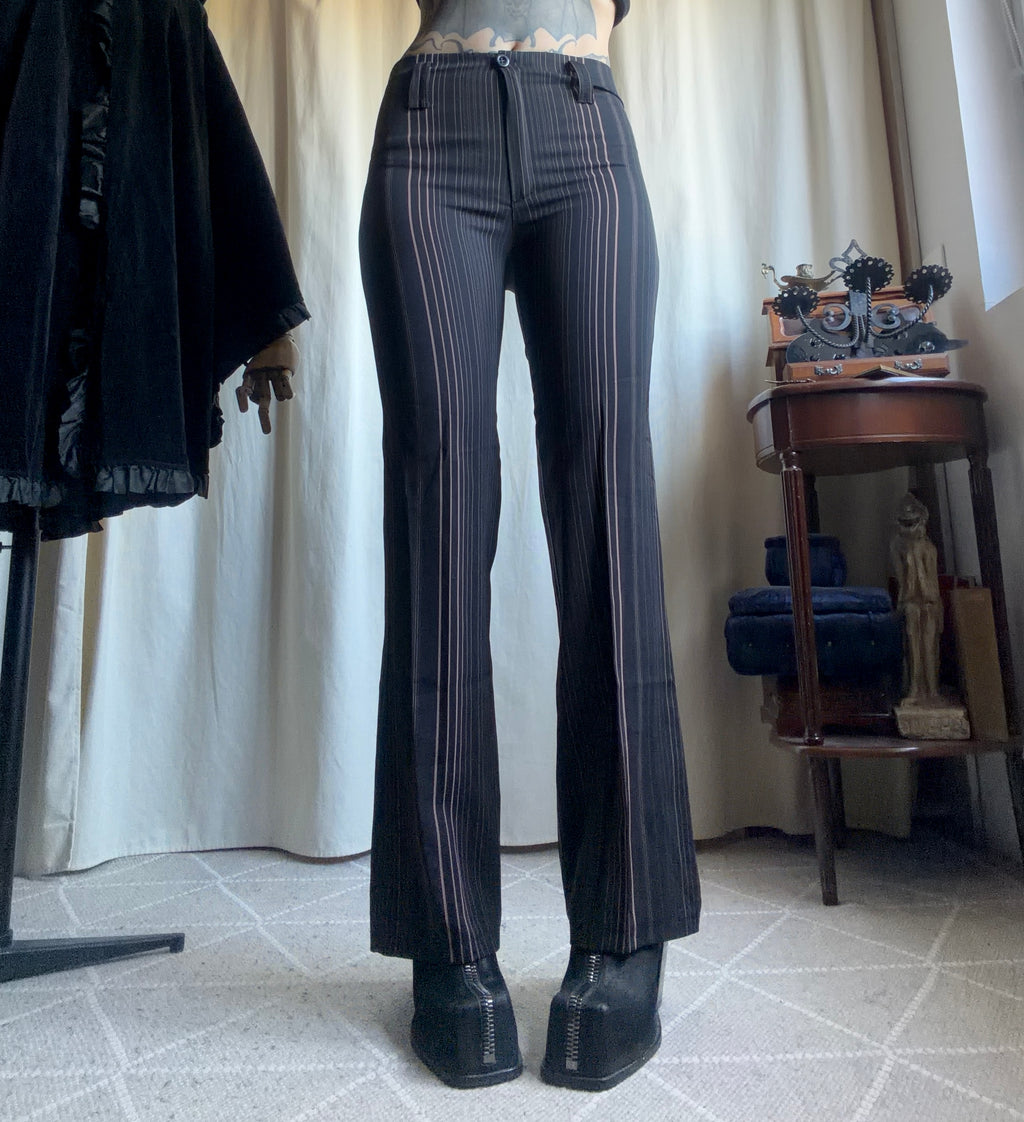 Pantalon noir pinstripe légèrement évasé style office siren y2k - taille S
