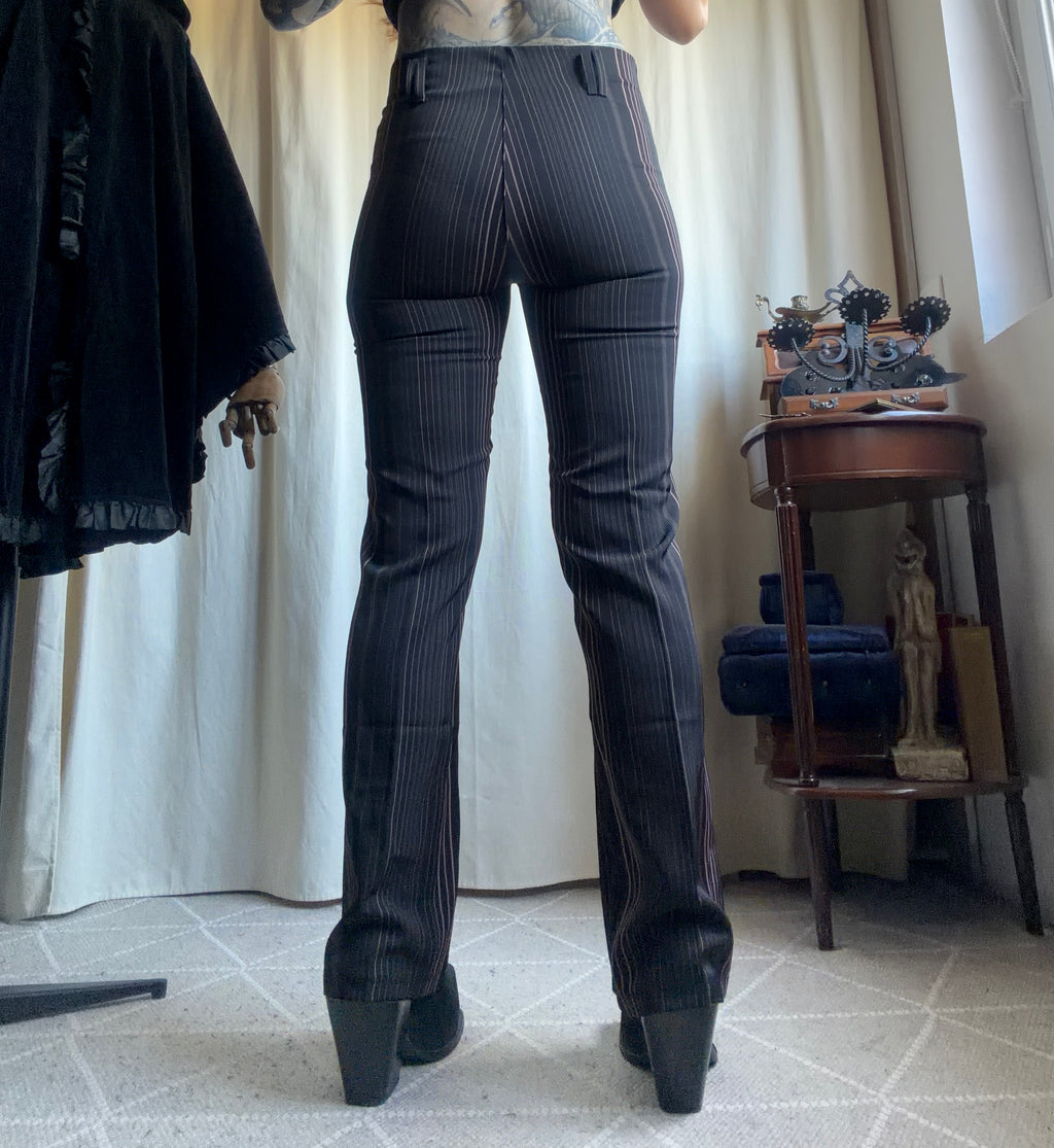 Pantalon noir pinstripe légèrement évasé style office siren y2k - taille S