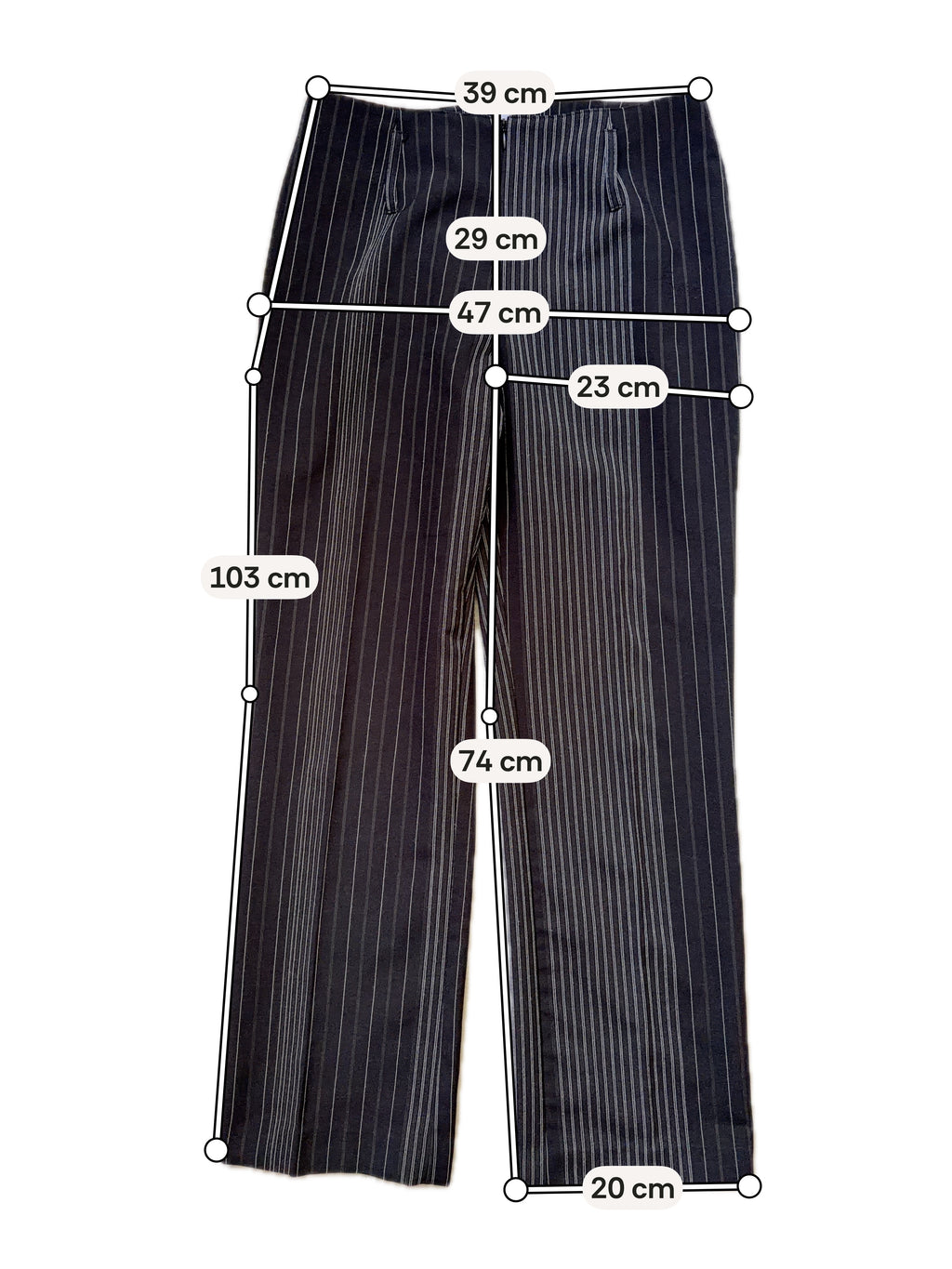 Pantalon noir à fines rayures contrastantes - corporate goth - taille M