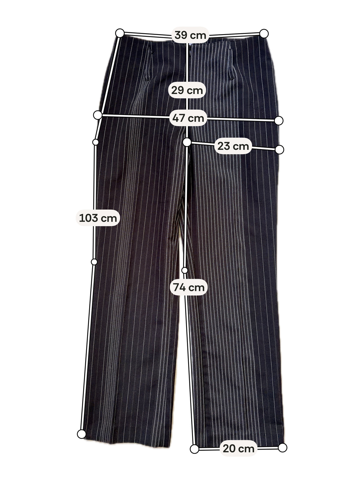 Pantalon noir à fines rayures contrastantes - corporate goth - taille M