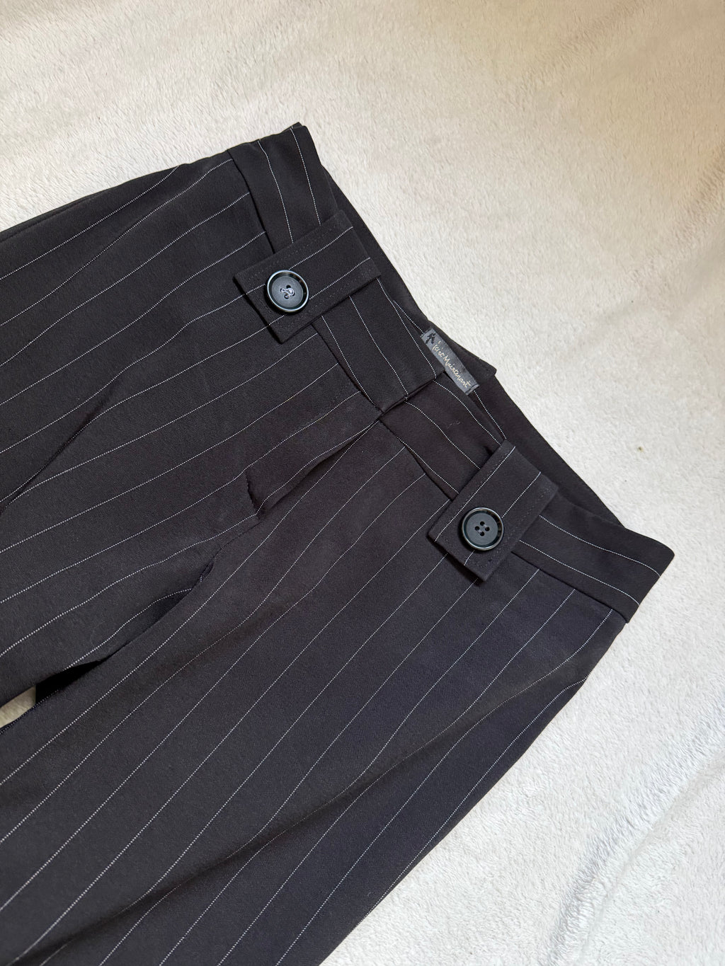Pantalon noir flare taille basse à rayures style corporate goth office siren - taille XS