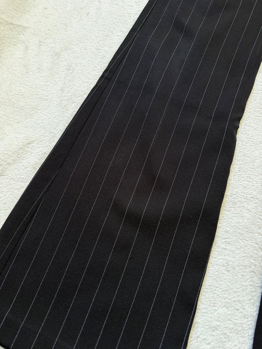 Pantalon noir flare taille basse à rayures style corporate goth office siren - taille XS