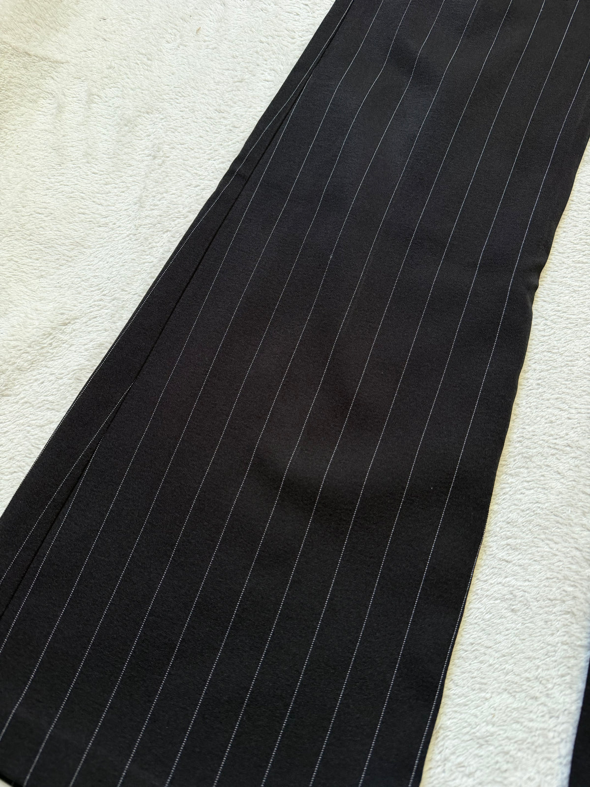 Pantalon noir flare taille basse à rayures style corporate goth office siren - taille XS
