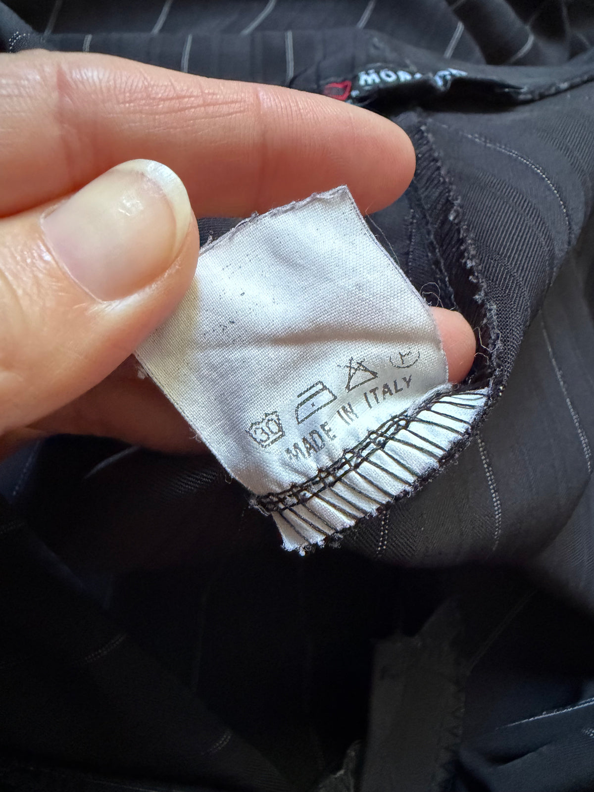 Pantalon noir à fines rayures jambes très évasées style office siren - taille S