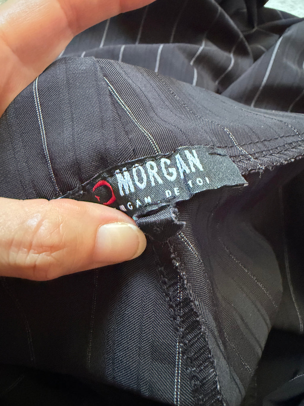 Pantalon noir à fines rayures jambes très évasées style office siren - taille S