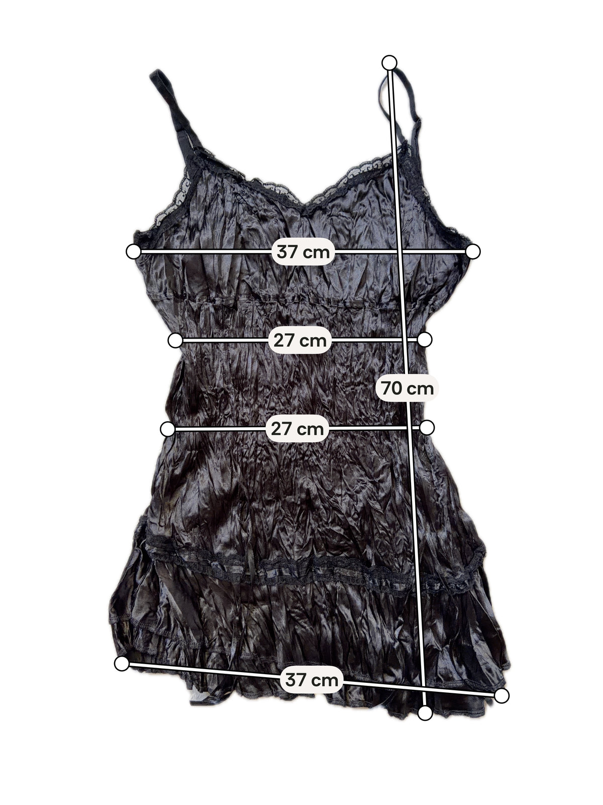 Caraco noir satin froissé et dentelle style romantic goth vampire - taille M