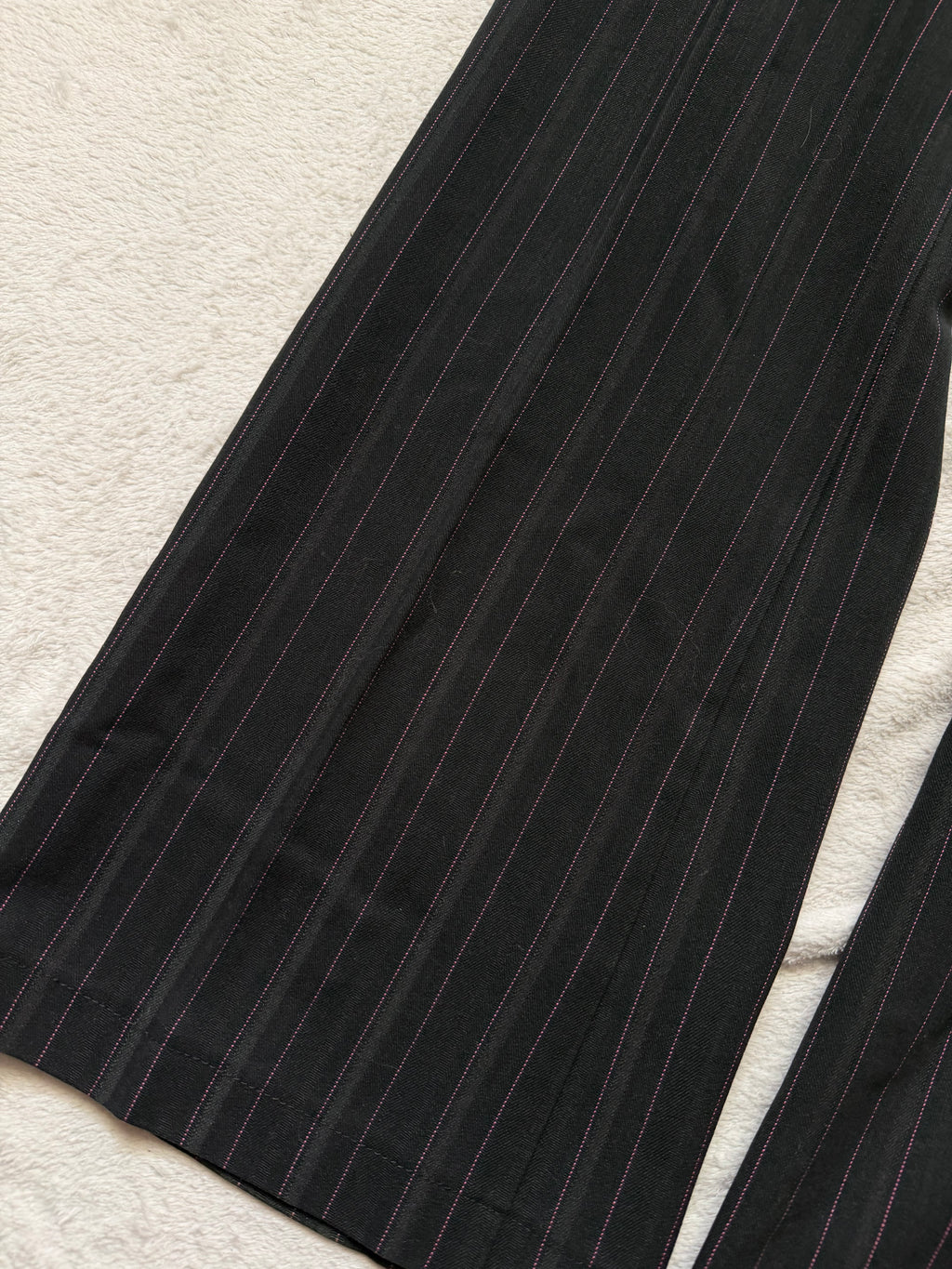 Pantalon noir rayé taille basse à anneaux style office siren 00s - taille M