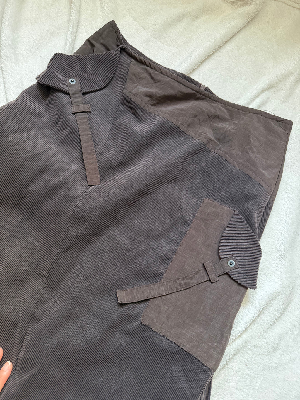 Jupe midi marron velours côtelé asymétrique style fairy grunge 90s - taille M