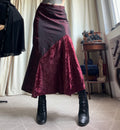 Jupe longue bordeaux velours asymétrique style whimsigoth vampire – taille S