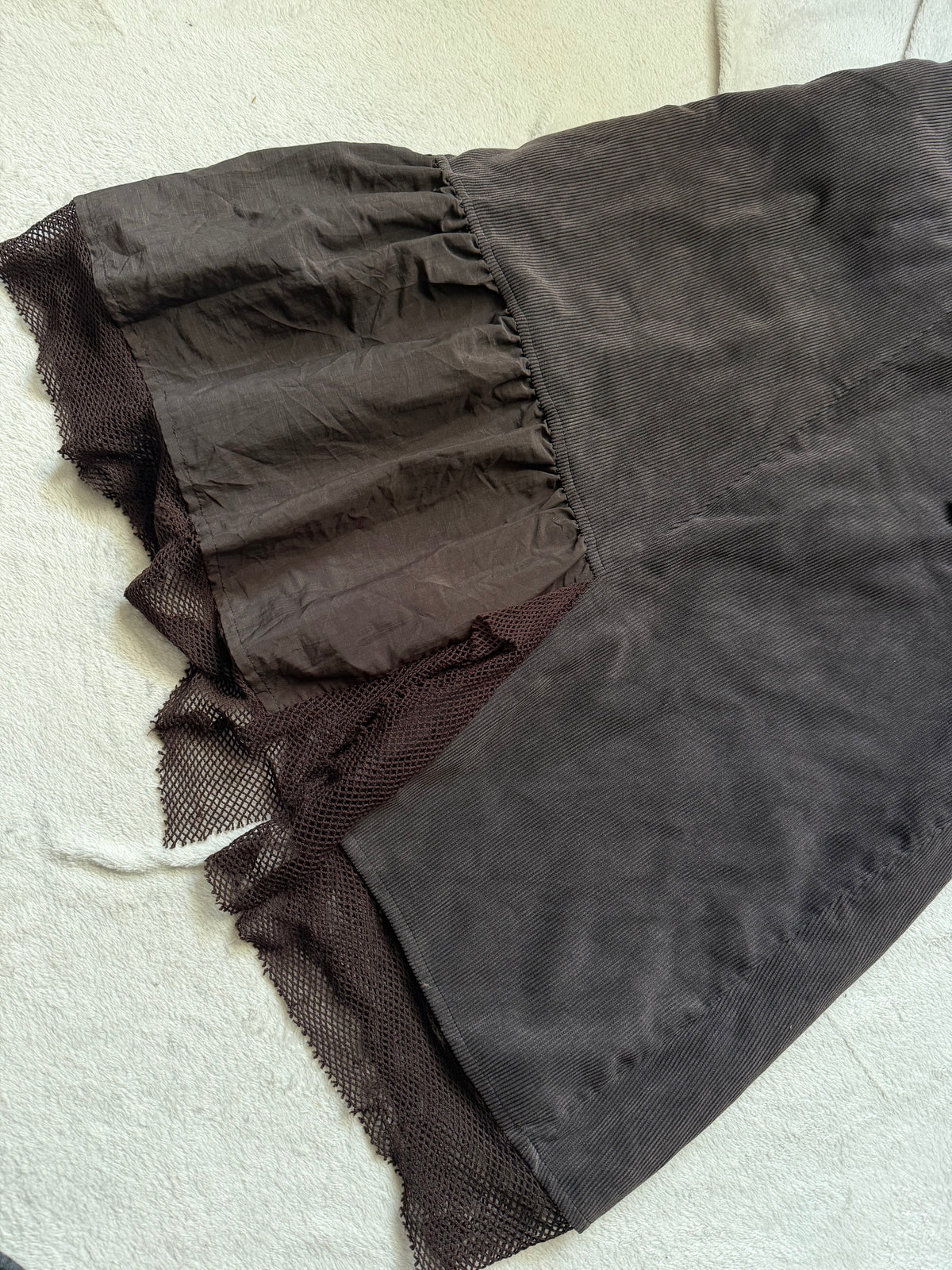 Jupe midi marron velours côtelé asymétrique style fairy grunge 90s - taille M