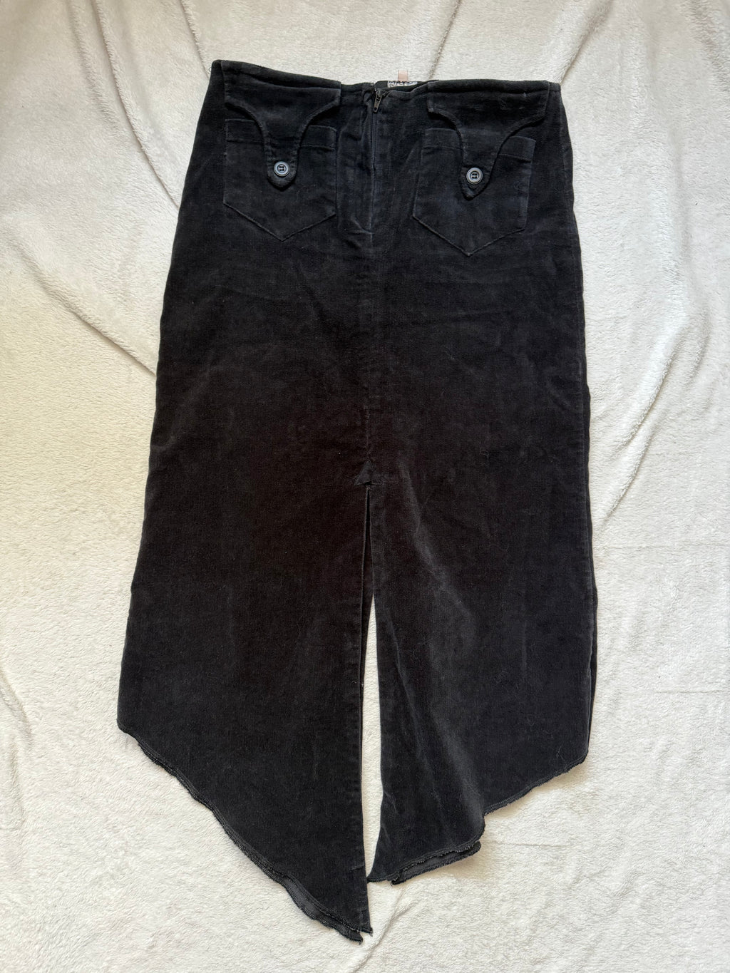 Jupe midi noire asymétrique en velours côtelé style goth Y2K - taille S
