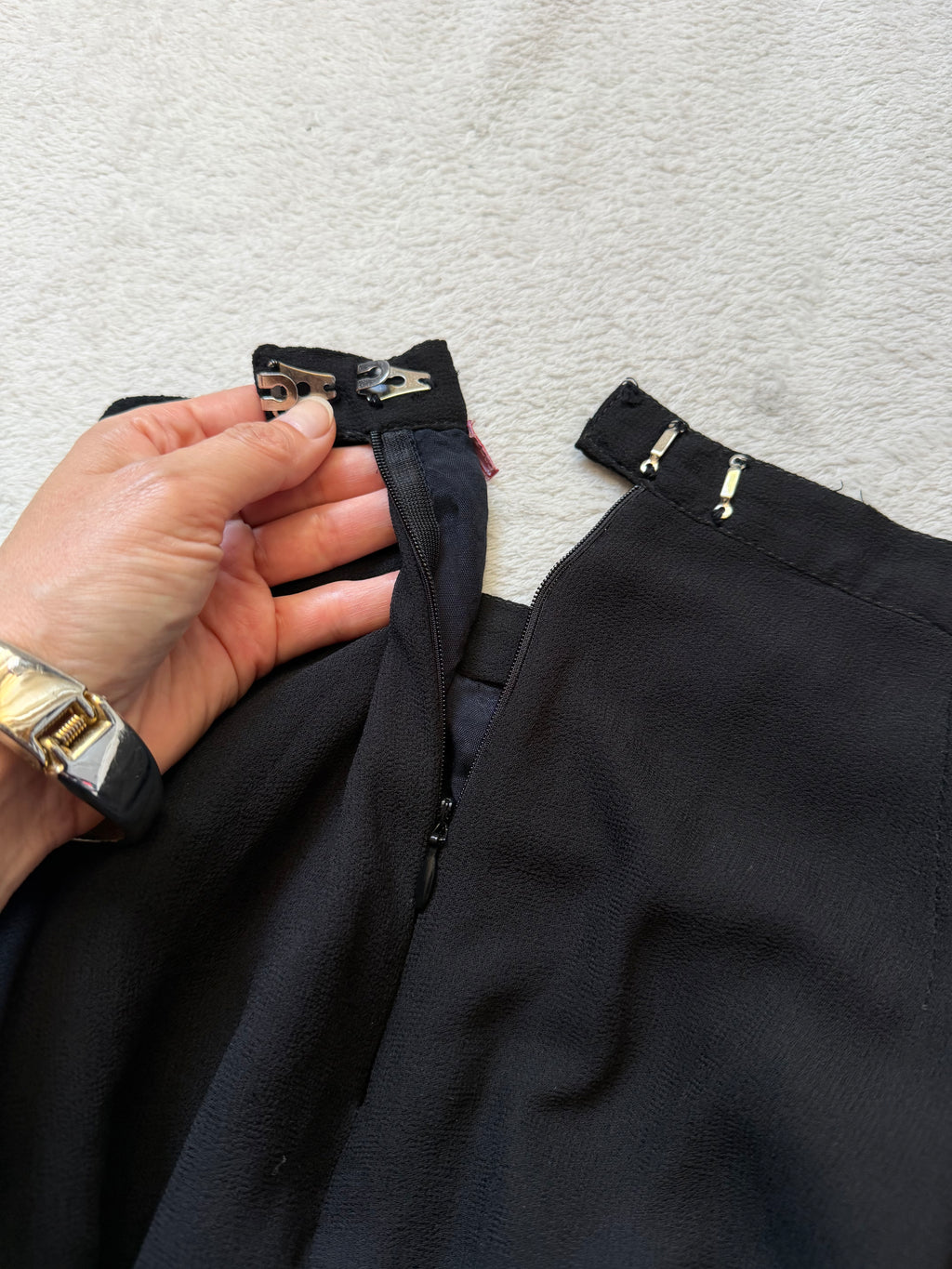 Pantalon jupe noir René Derhy en voile fluide - goth romantique avant garde witchy - taille M