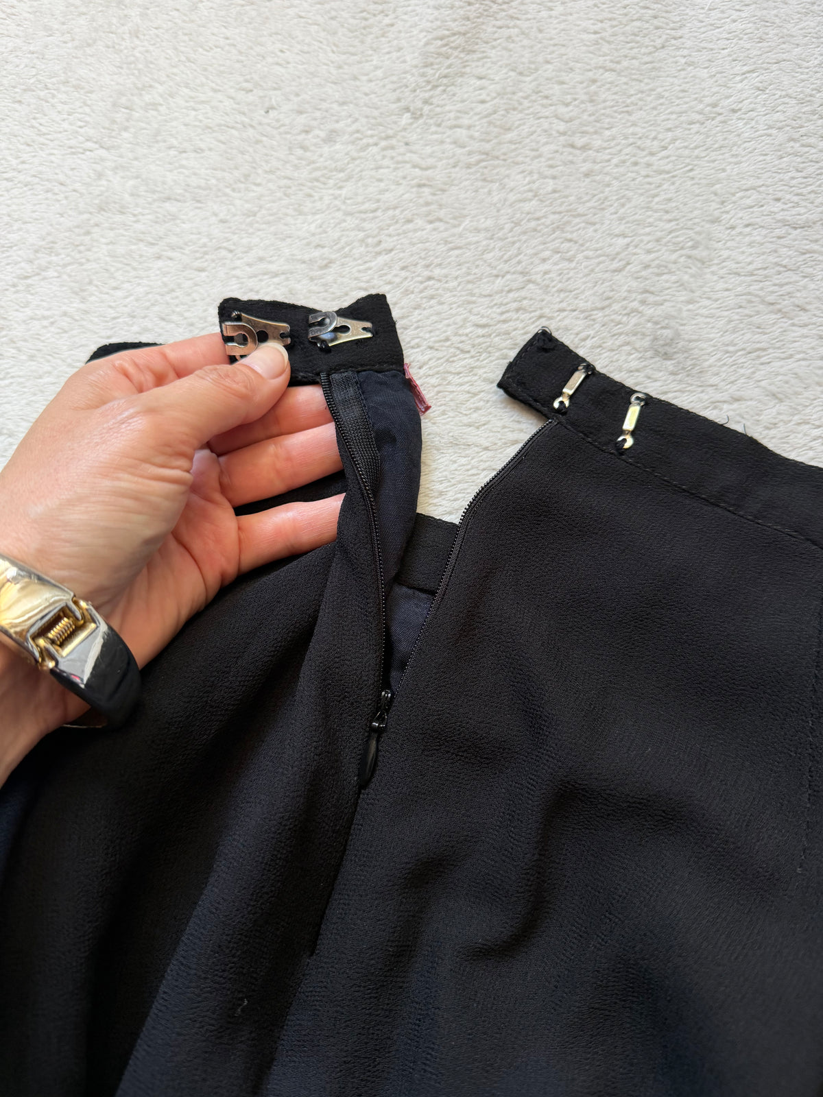 Pantalon jupe noir René Derhy en voile fluide - goth romantique avant garde witchy - taille M