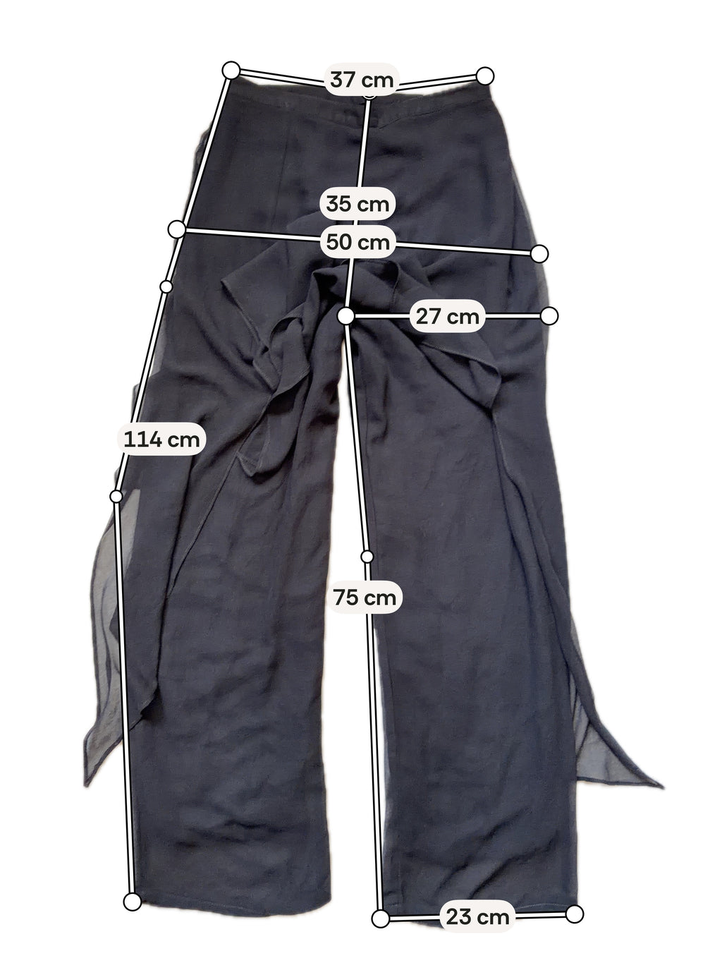 Pantalon jupe noir René Derhy en voile fluide - goth romantique avant garde witchy - taille M