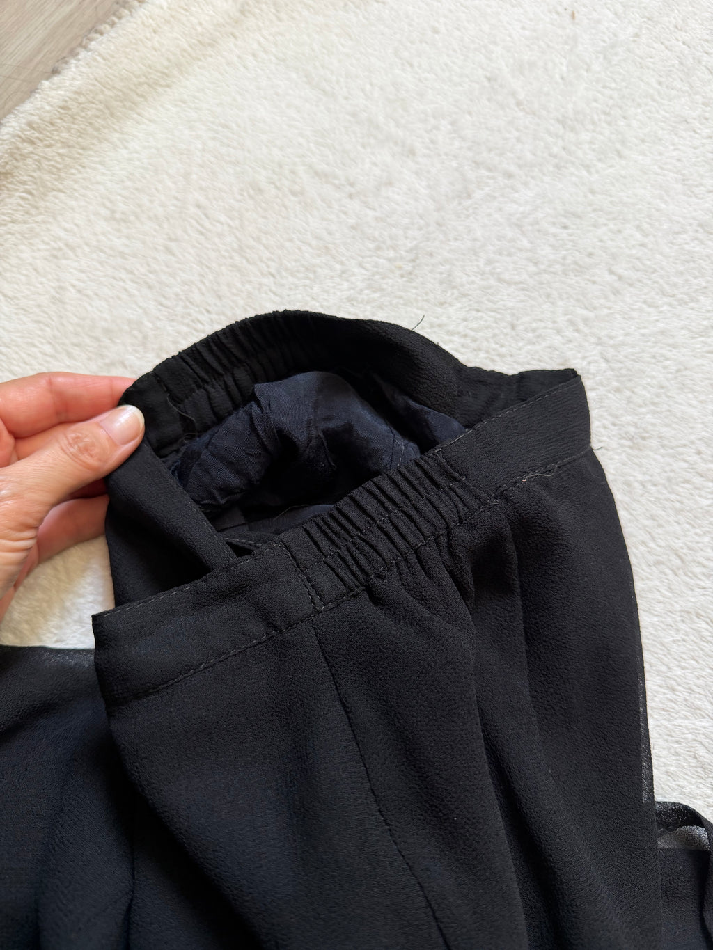 Pantalon jupe noir René Derhy en voile fluide - goth romantique avant garde witchy - taille M