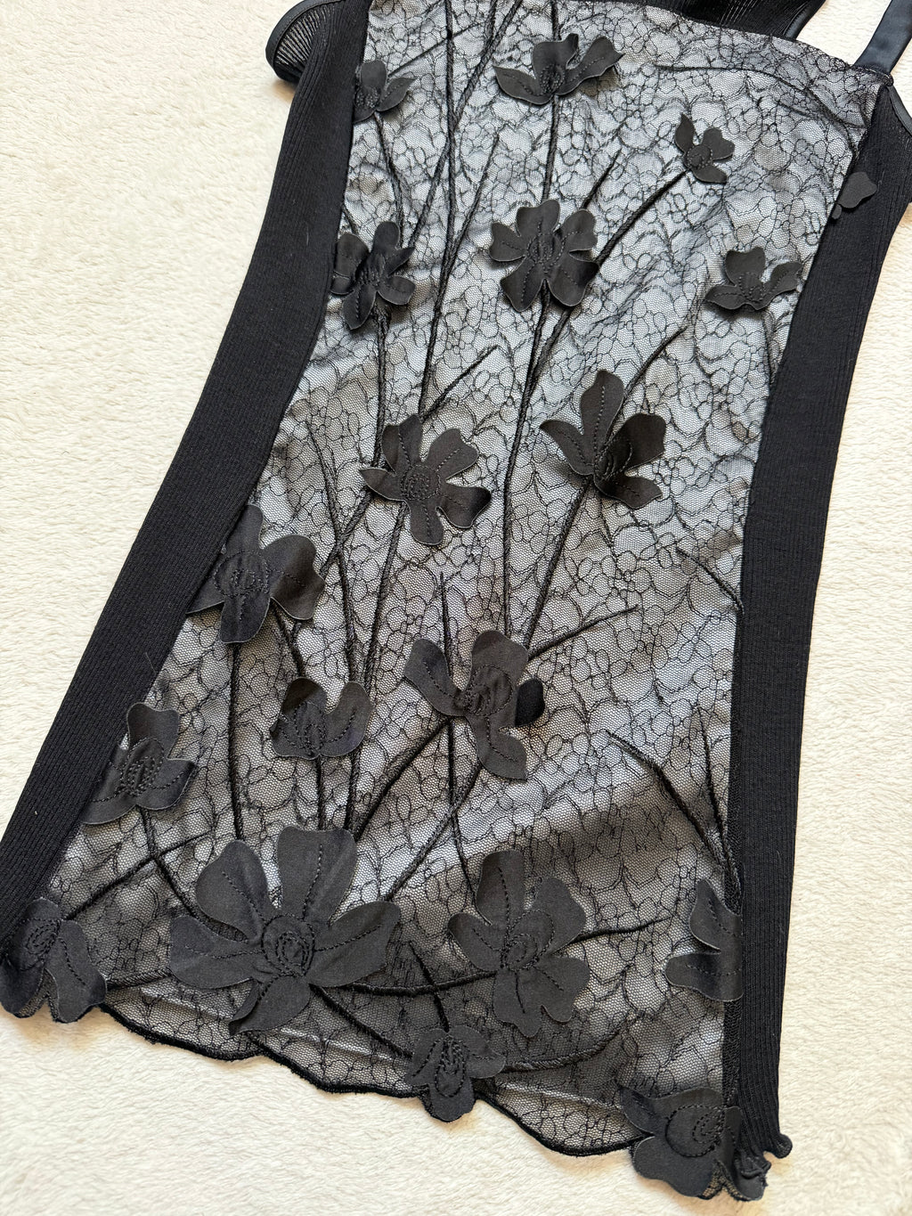 Top corseté laine et soie à dentelle florale style whimsigoth romantic goth – taille M/L