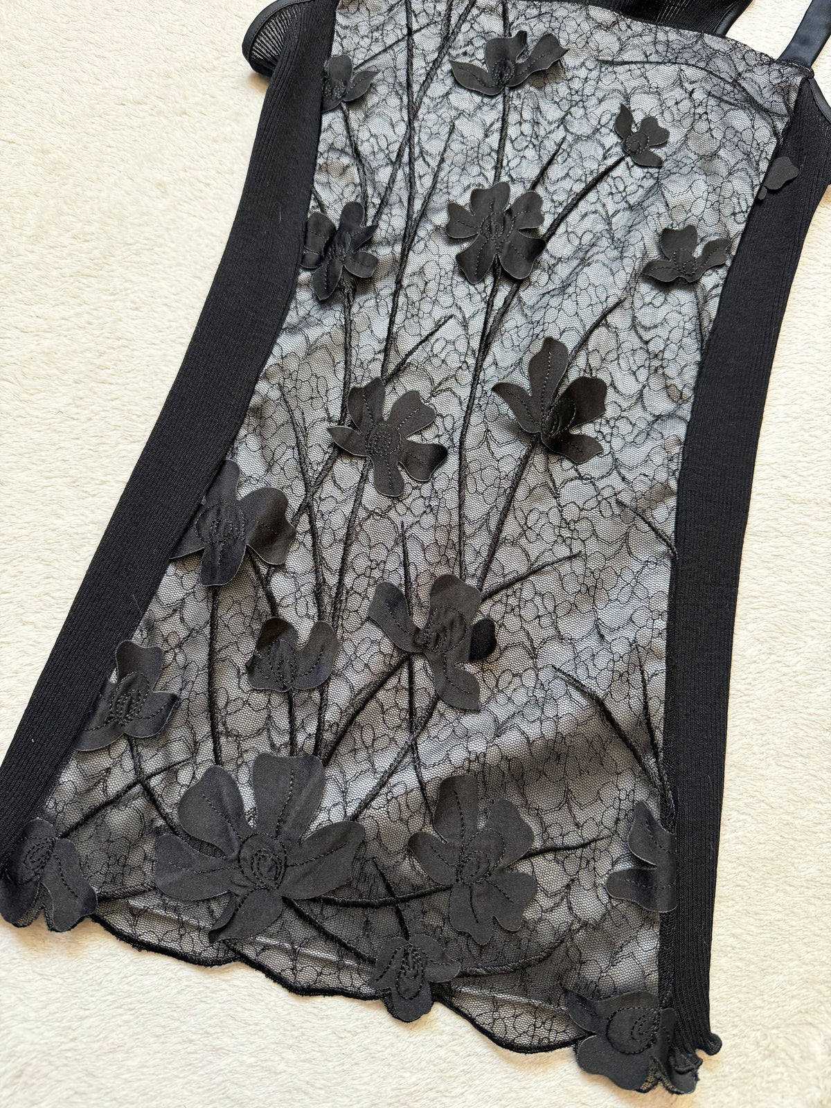 Top corseté laine et soie à dentelle florale style whimsigoth romantic goth – taille M/L