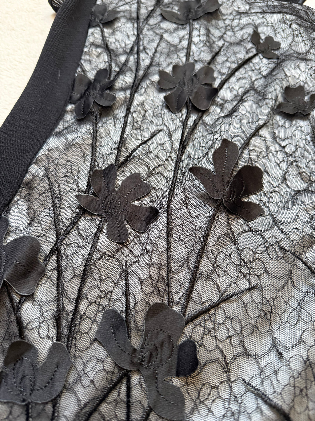 Top corseté laine et soie à dentelle florale style whimsigoth romantic goth – taille M/L