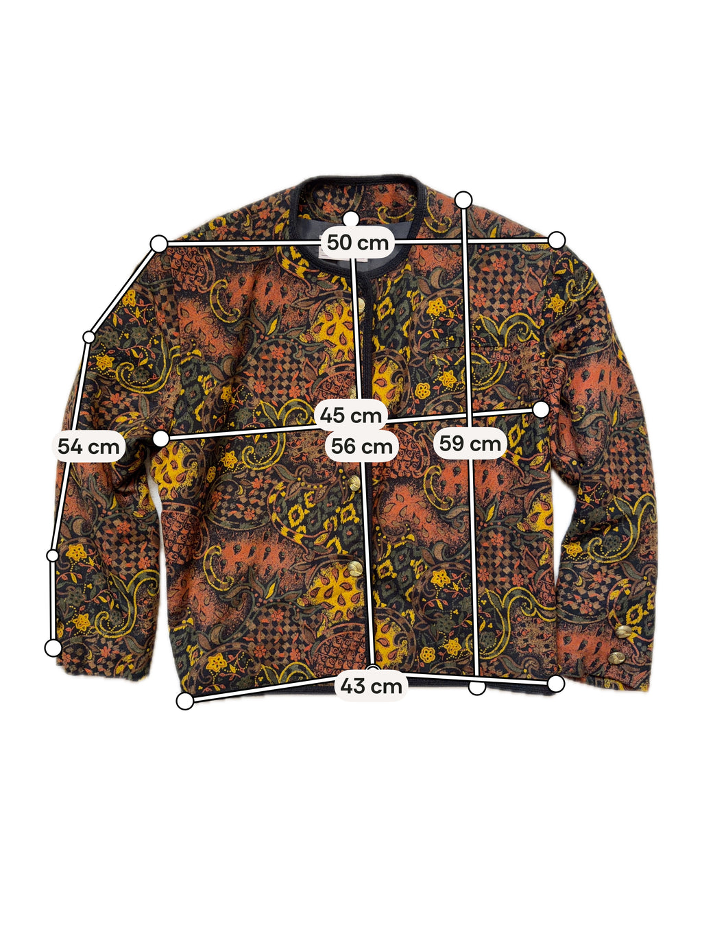 Veste vintage motif paisley baroque style whimsigoth tapestry 90s - taille M/L